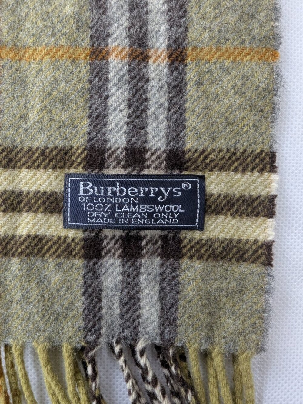 Burberry Check Green Scarf Unisex | 100% Lambswool Authentic | Used - Picture 2 of 7